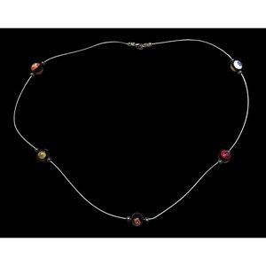 Handcrafted Murano Glass Bead Necklace With Silver Wire